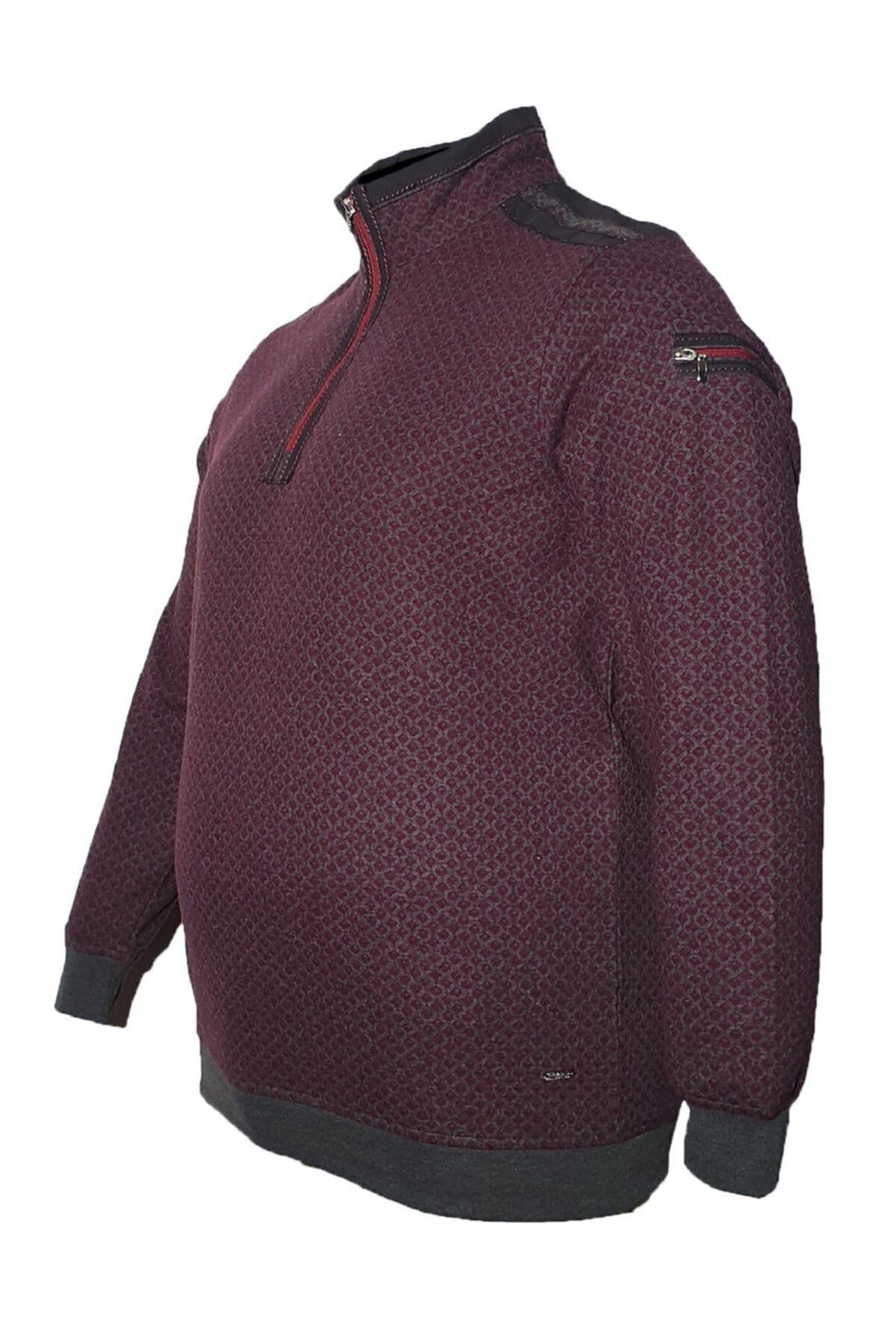 Erkek Büyük Beden Yakası Fermuarlı Kışlık Sweatshirt