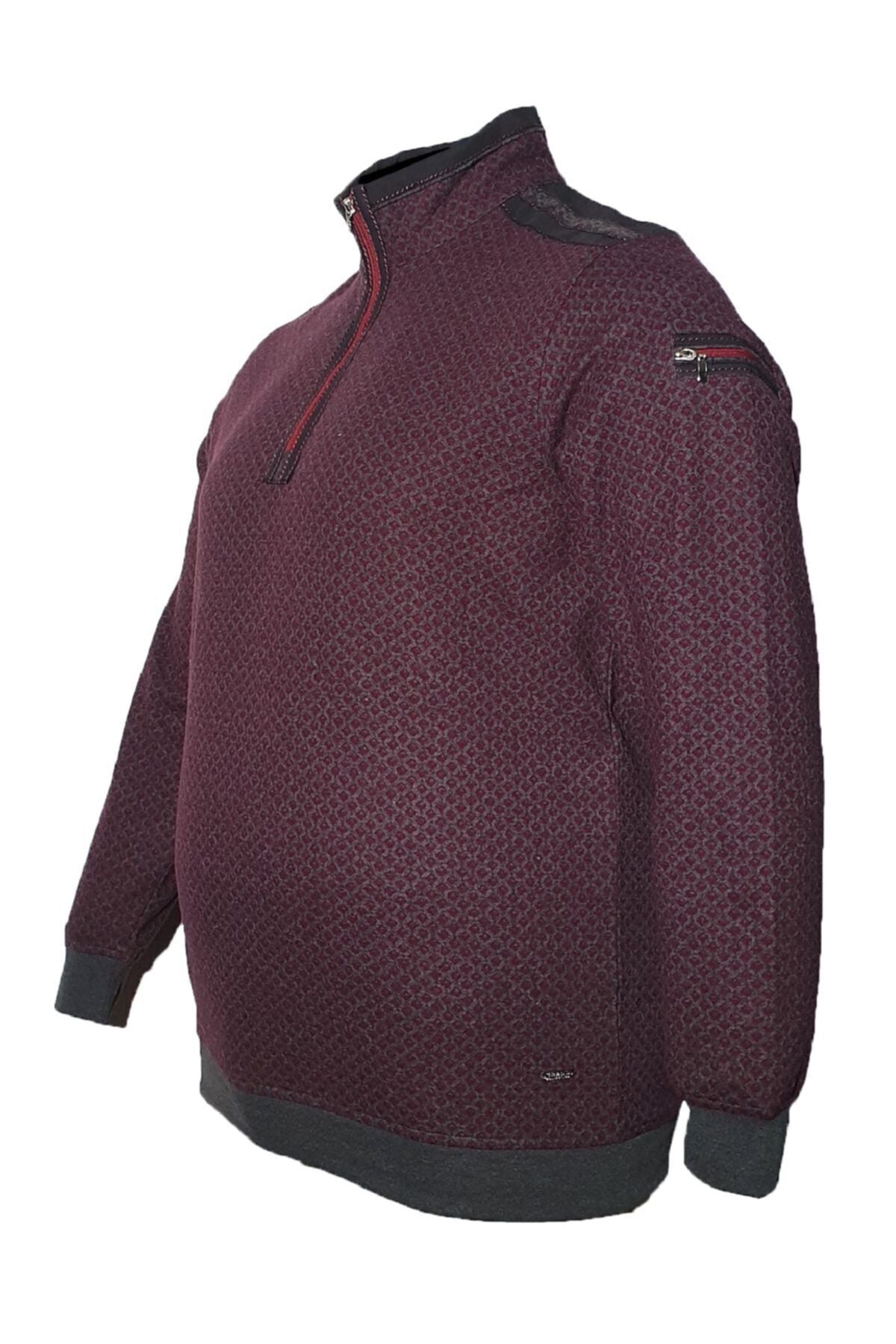 Erkek Büyük Beden Yakası Fermuarlı Kışlık Sweatshirt