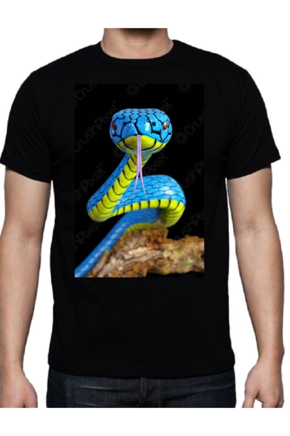 Erkek Siyah Büyük Beden Baskılı T-shirt