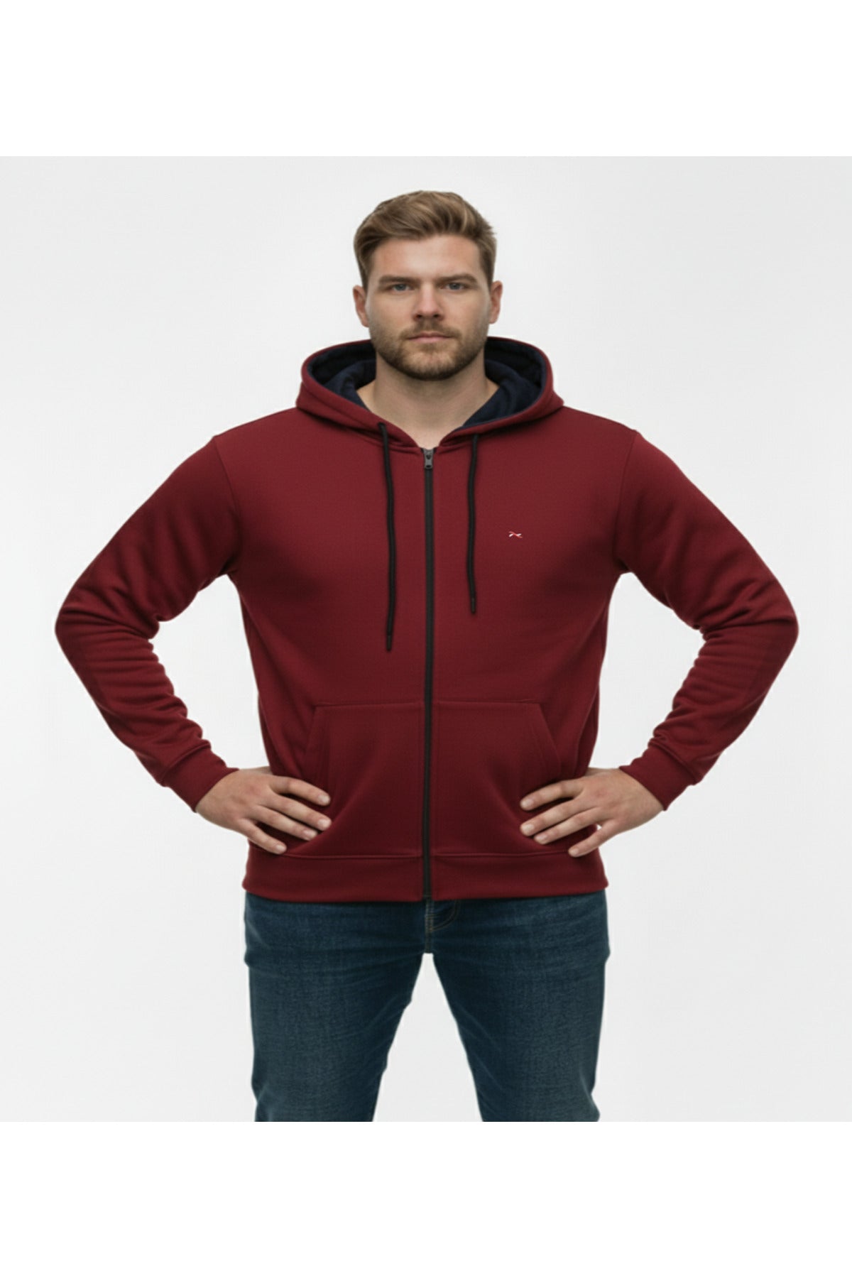 Büyük Beden Kapşonlu Fermuarlı Kışlık Sweatshirt