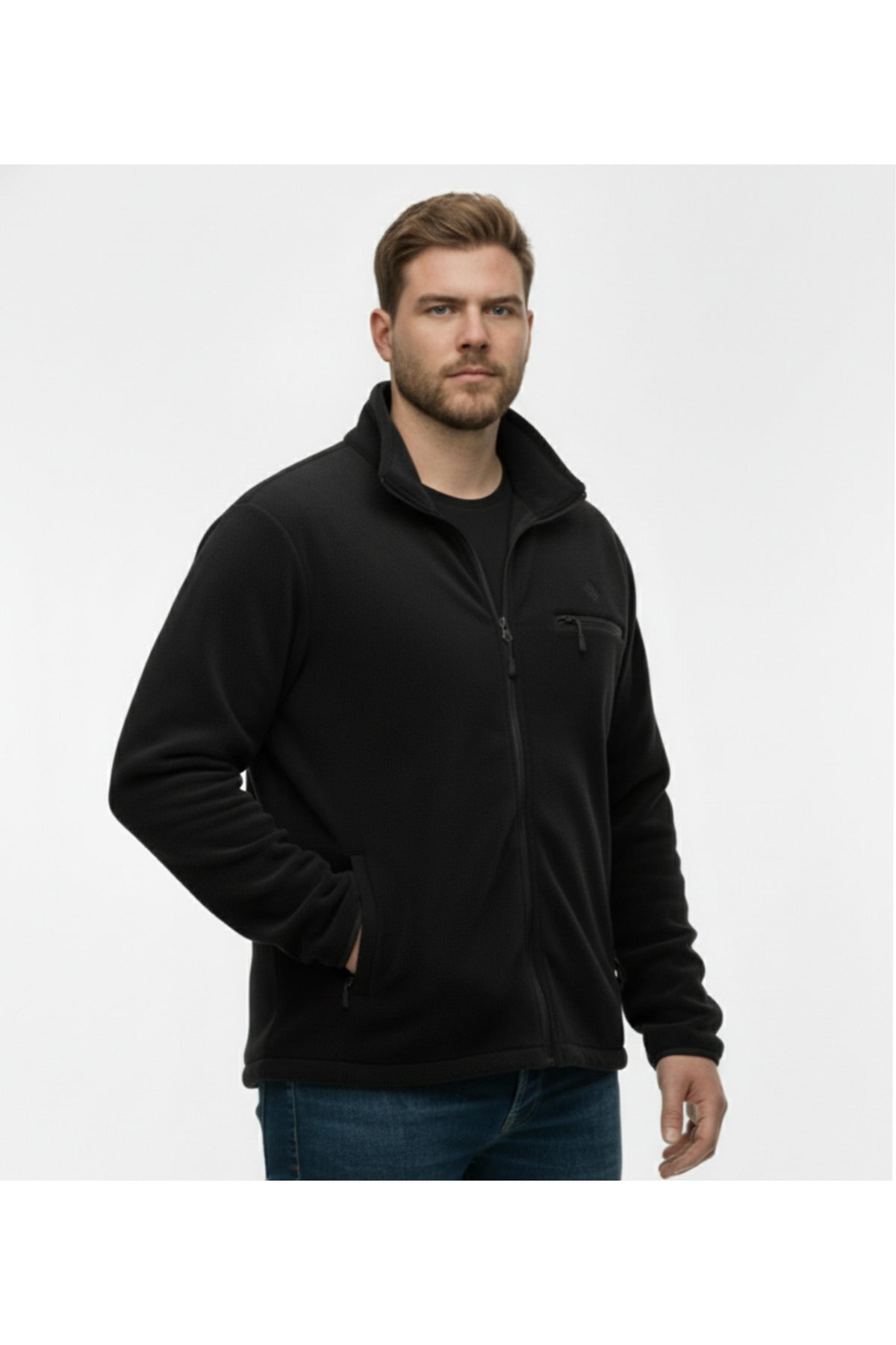 Büyük Beden Fermuarlı Polar Sweatshirt Bordo