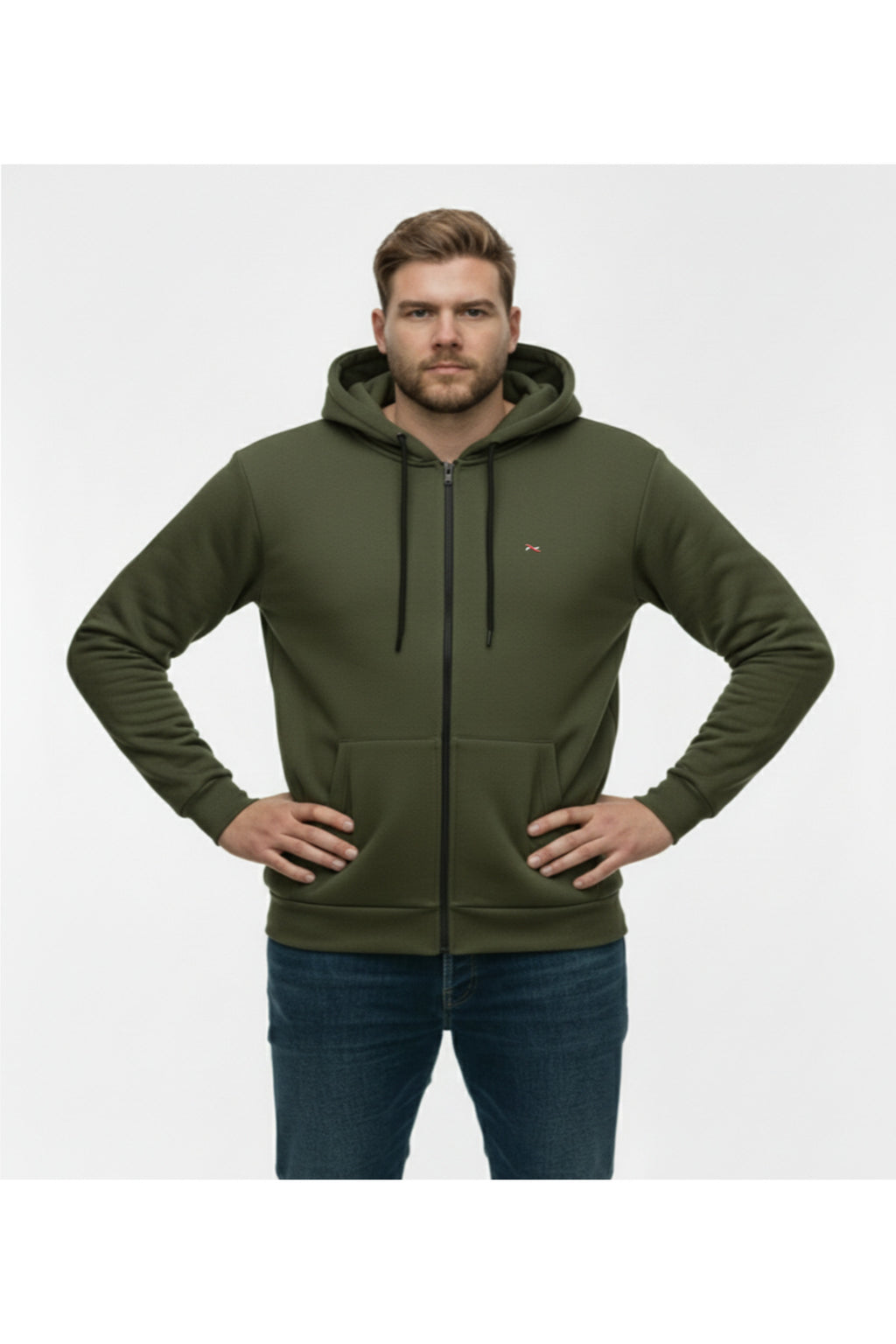 Büyük Beden Kapşonlu Fermuarlı Kışlık Sweatshirt