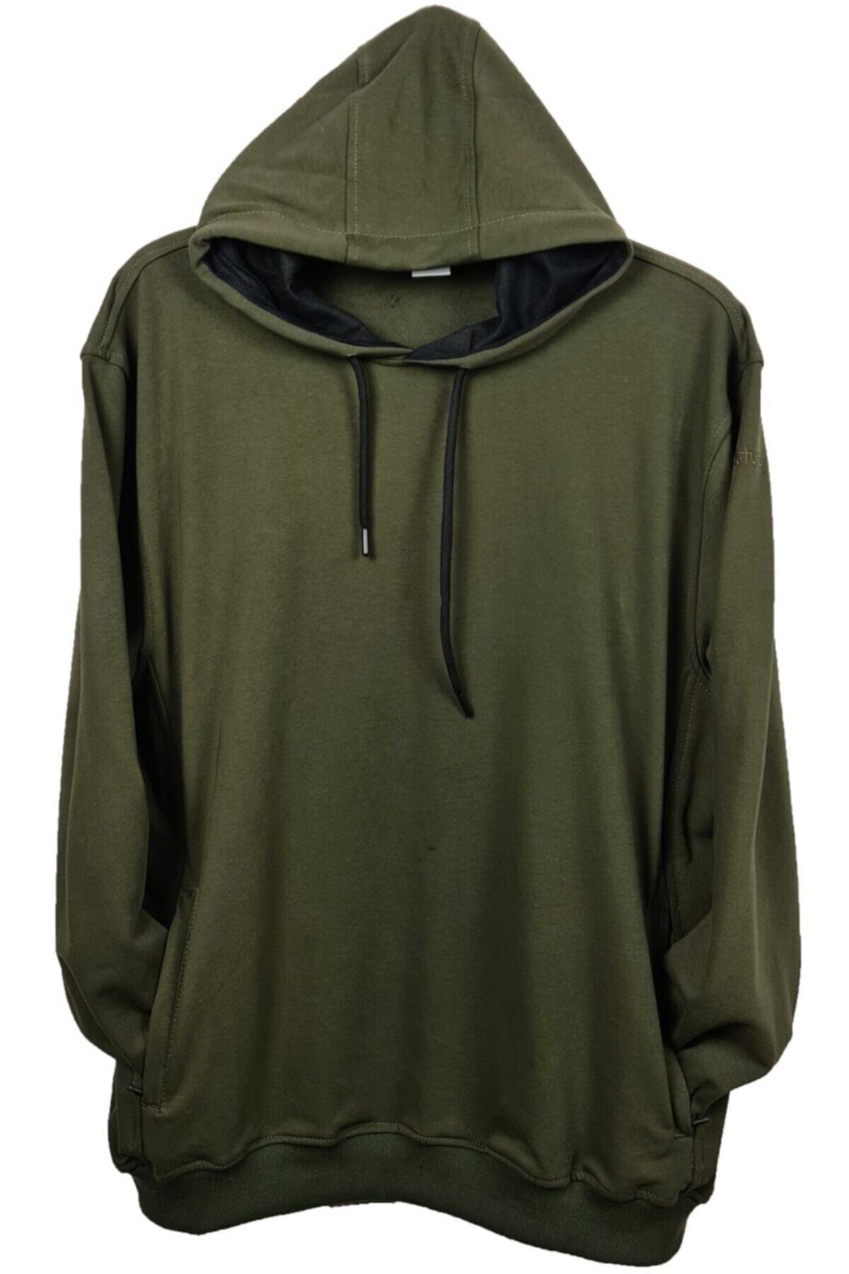 Büyük Beden Kapüşonlu Sweatshirt Yeşil