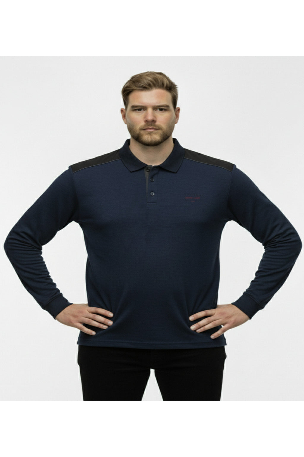 Büyük Beden Polo Yaka Uzun Kollu Sweatshirt