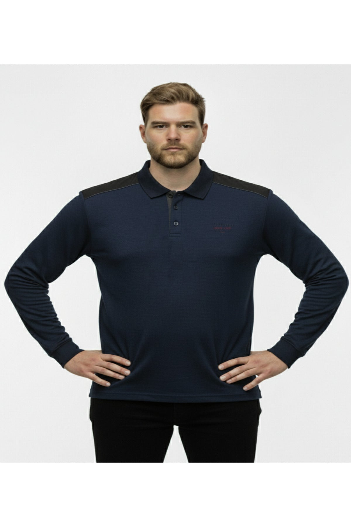 Büyük Beden Polo Yaka Uzun Kollu Sweatshirt