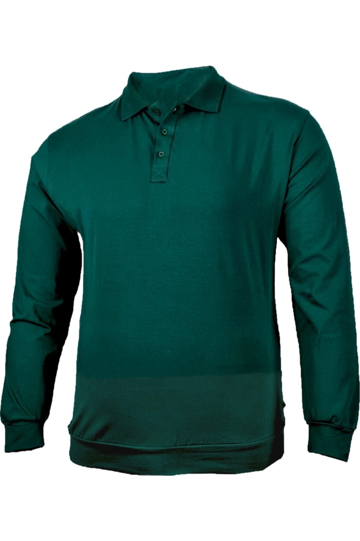 Büyük Beden Likralı Polo Yaka Sweatshirt Lacivert