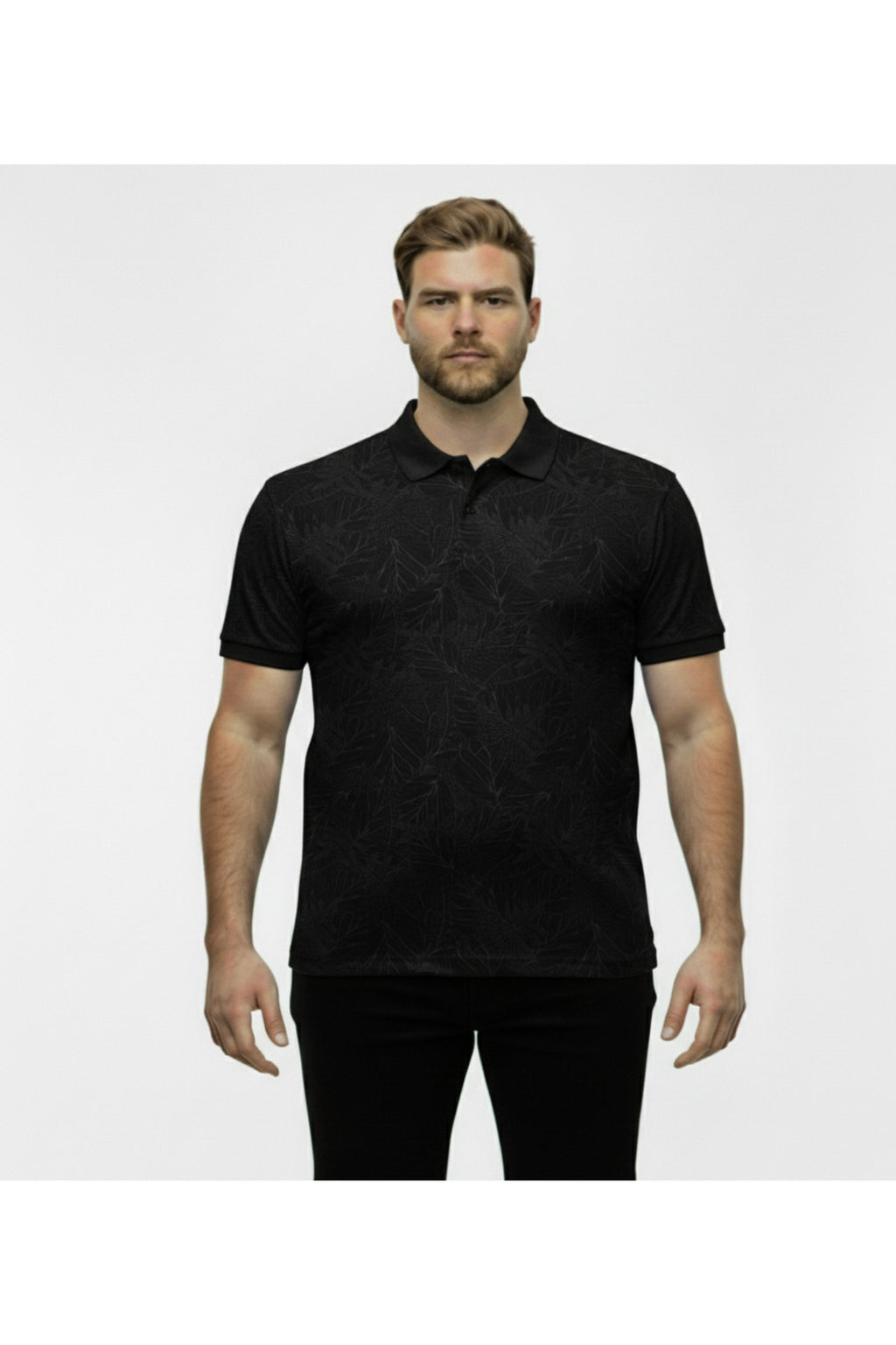Büyük Beden Desenli Polo Yaka T-shirt