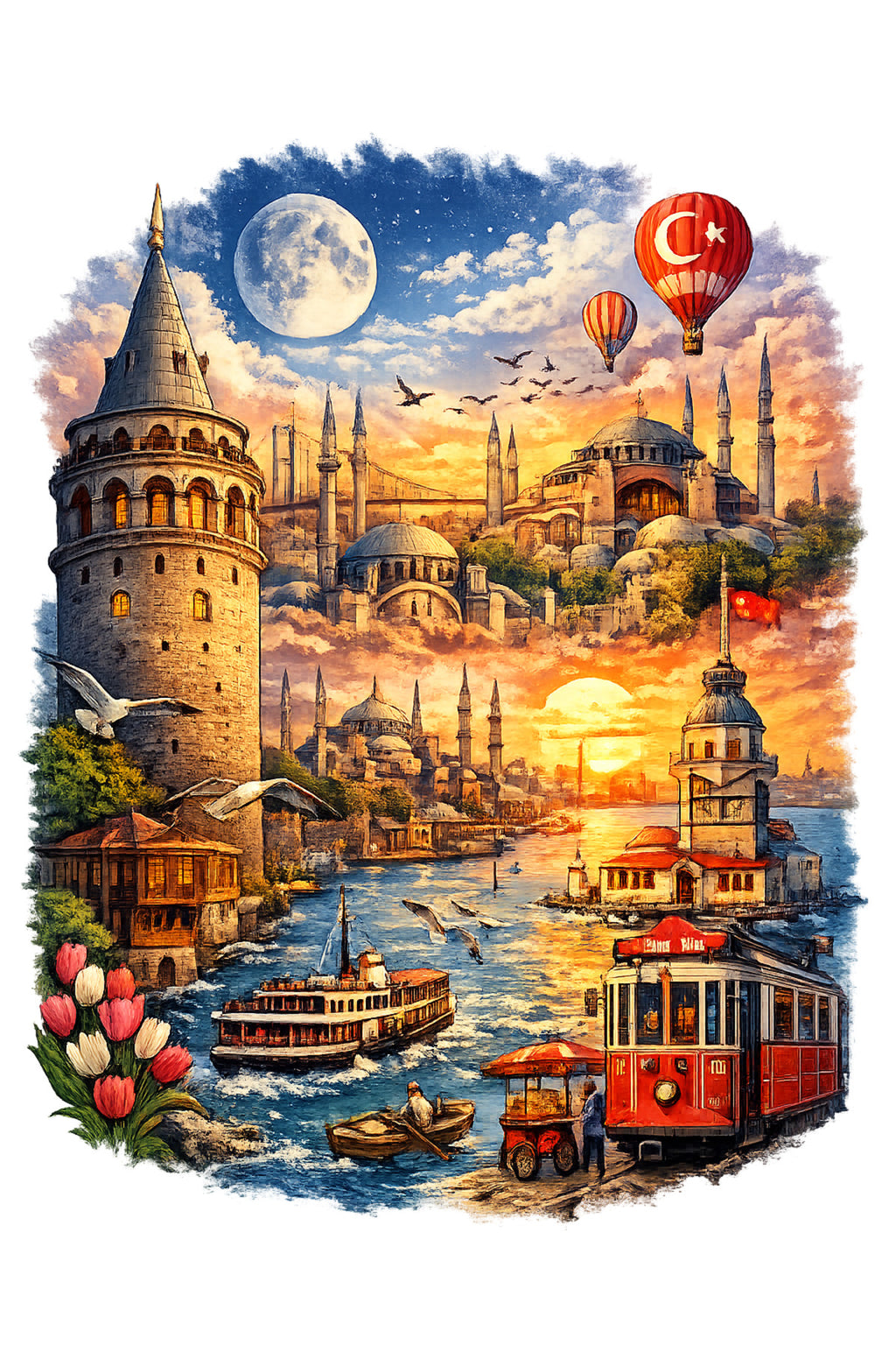 Büyük Beden Dijital Baskılı T-shirt