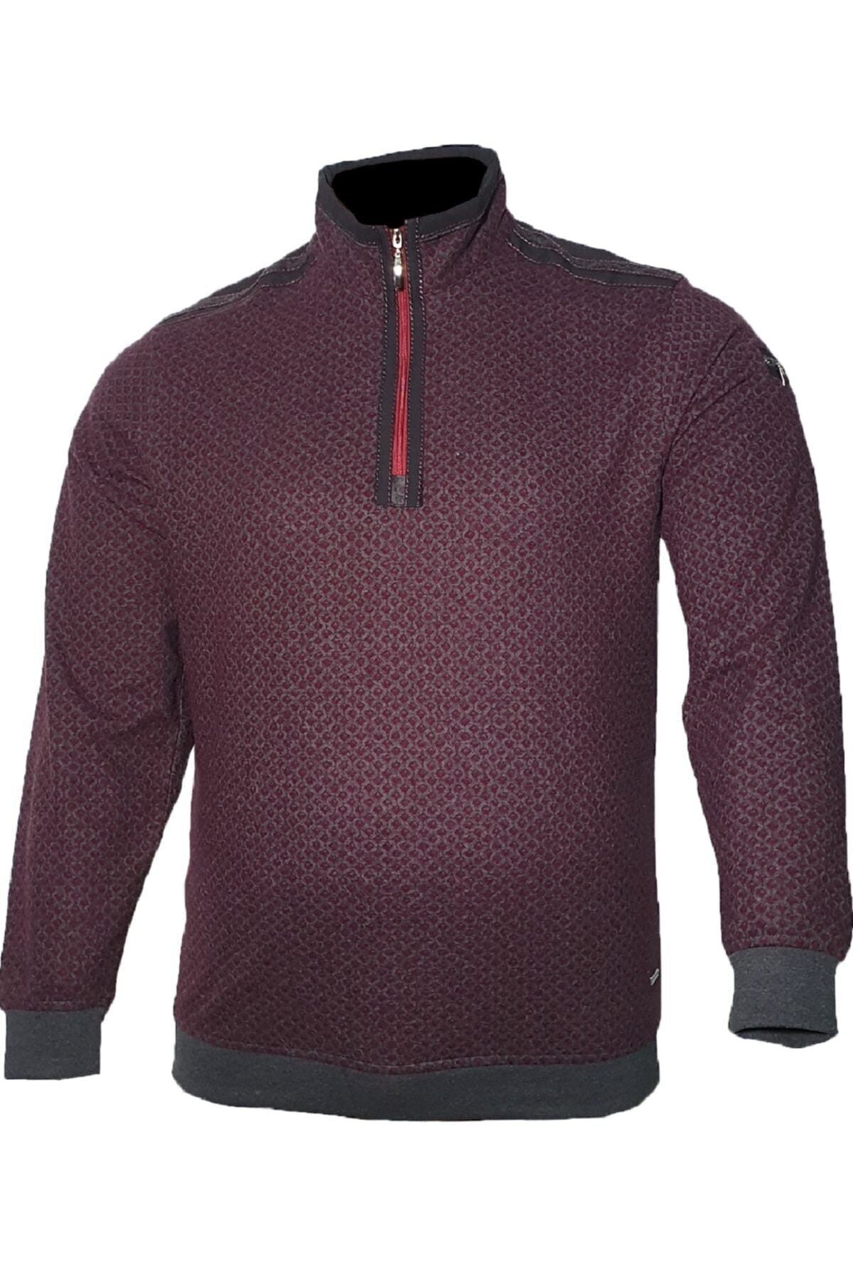 Erkek Büyük Beden Yakası Fermuarlı Kışlık Sweatshirt