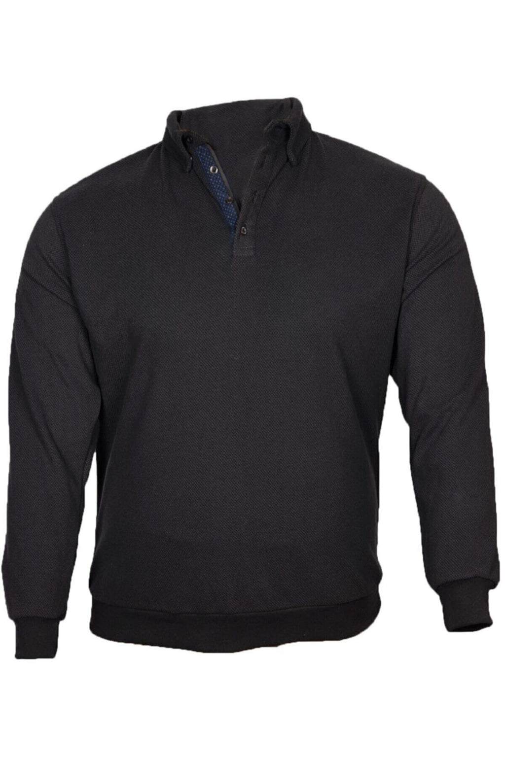 Büyük Beden Kışlık Polo Yaka Sweatshirt Kahverengi