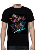 Erkek Siyah Büyük Beden Baskılı T-shirt