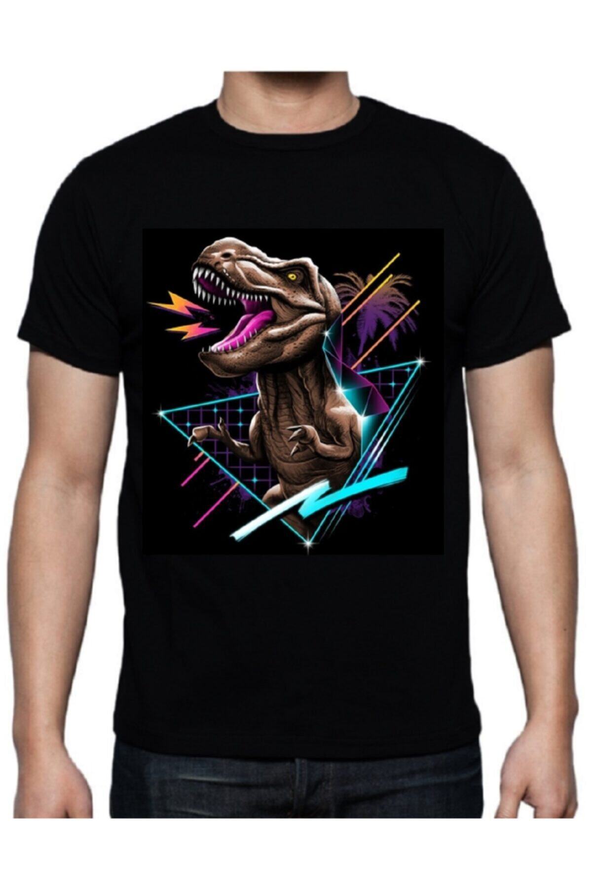 Erkek Siyah Büyük Beden Baskılı T-shirt