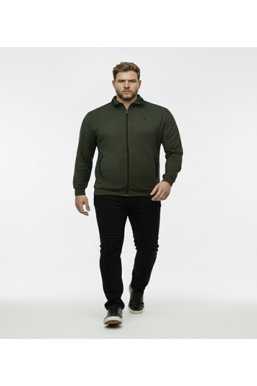 Büyük Beden Fermuarlı Uzun Kollu Sweatshirt