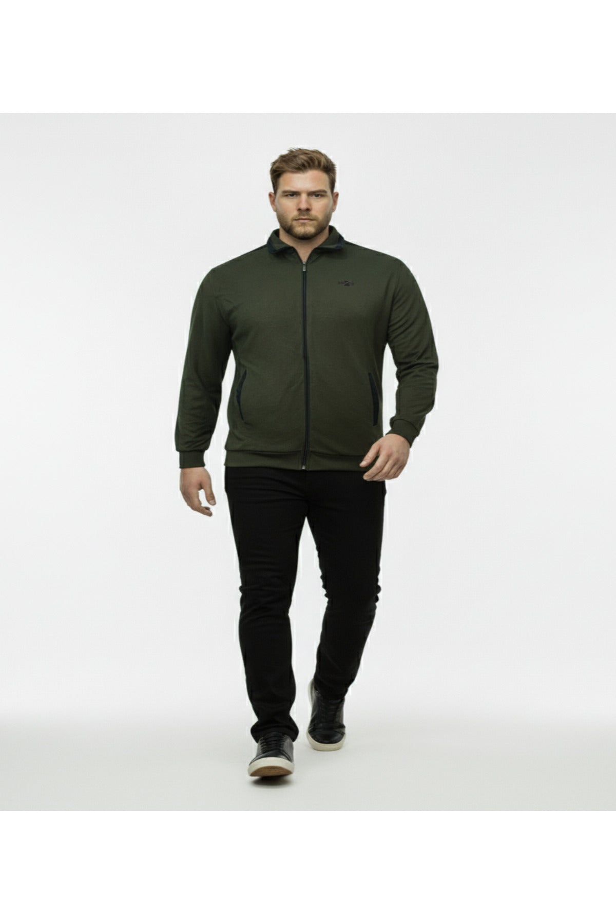 Büyük Beden Fermuarlı Uzun Kollu Sweatshirt