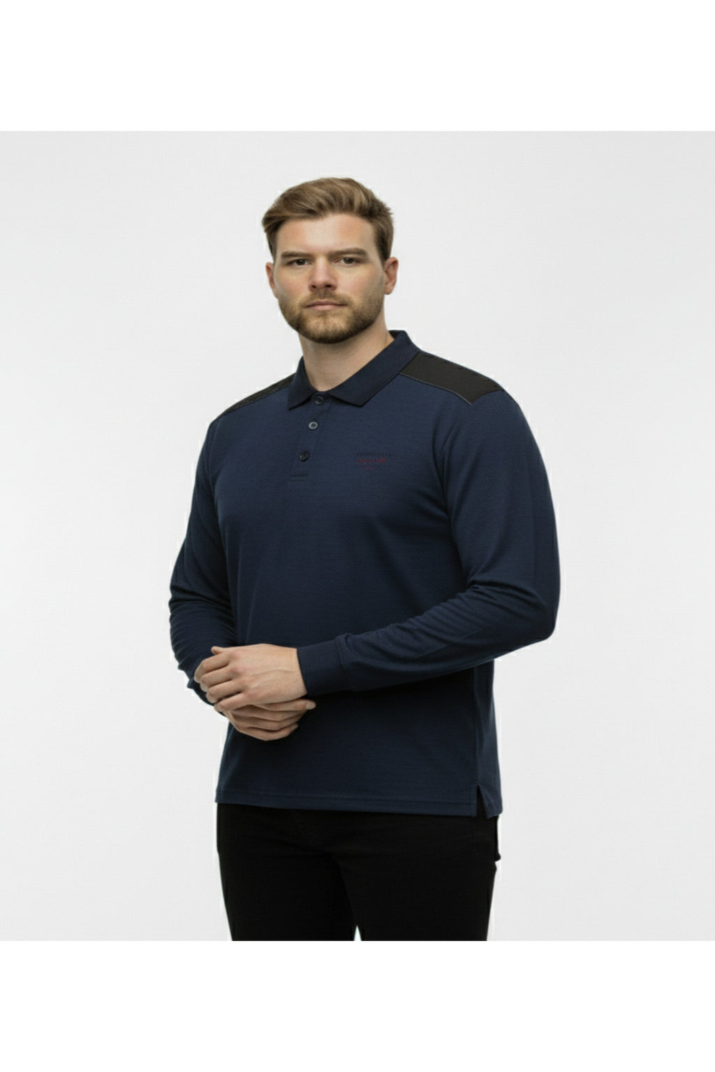 Büyük Beden Polo Yaka Uzun Kollu Sweatshirt