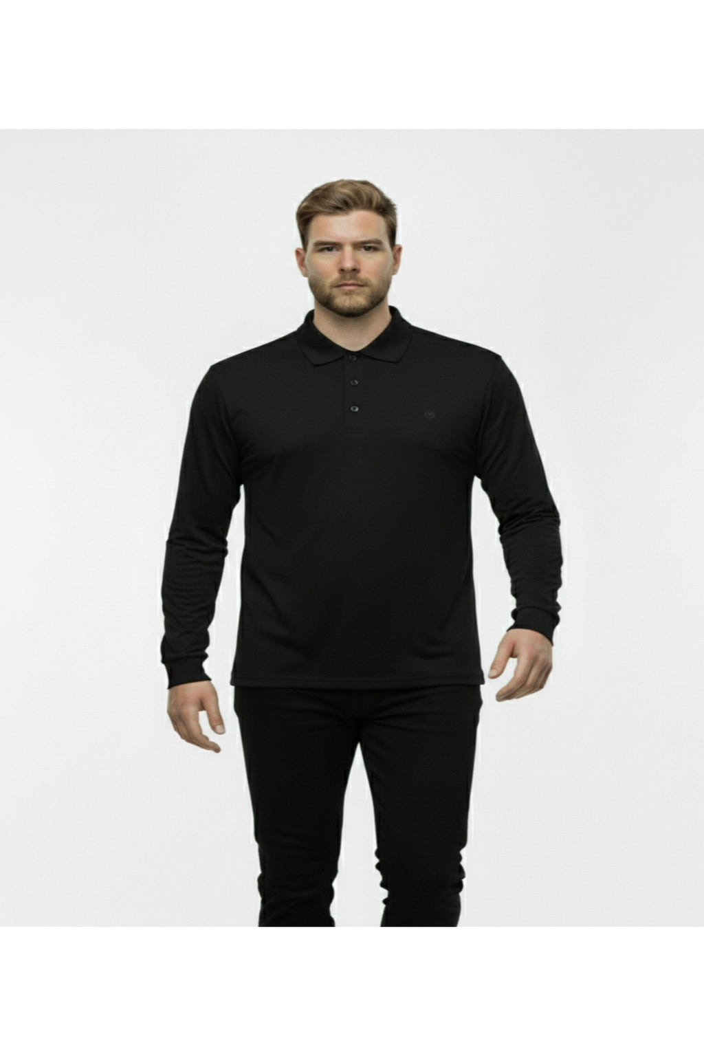 Büyük Beden Polo Yaka Yıkamalı Likralı Sweatshirt