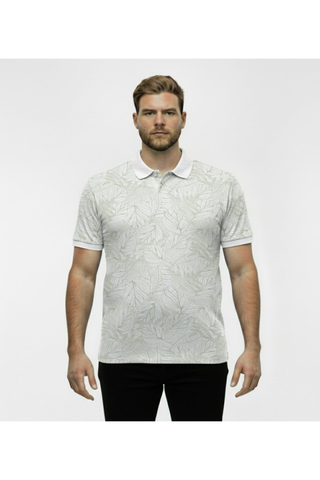 Büyük Beden Desenli Polo Yaka T-shirt
