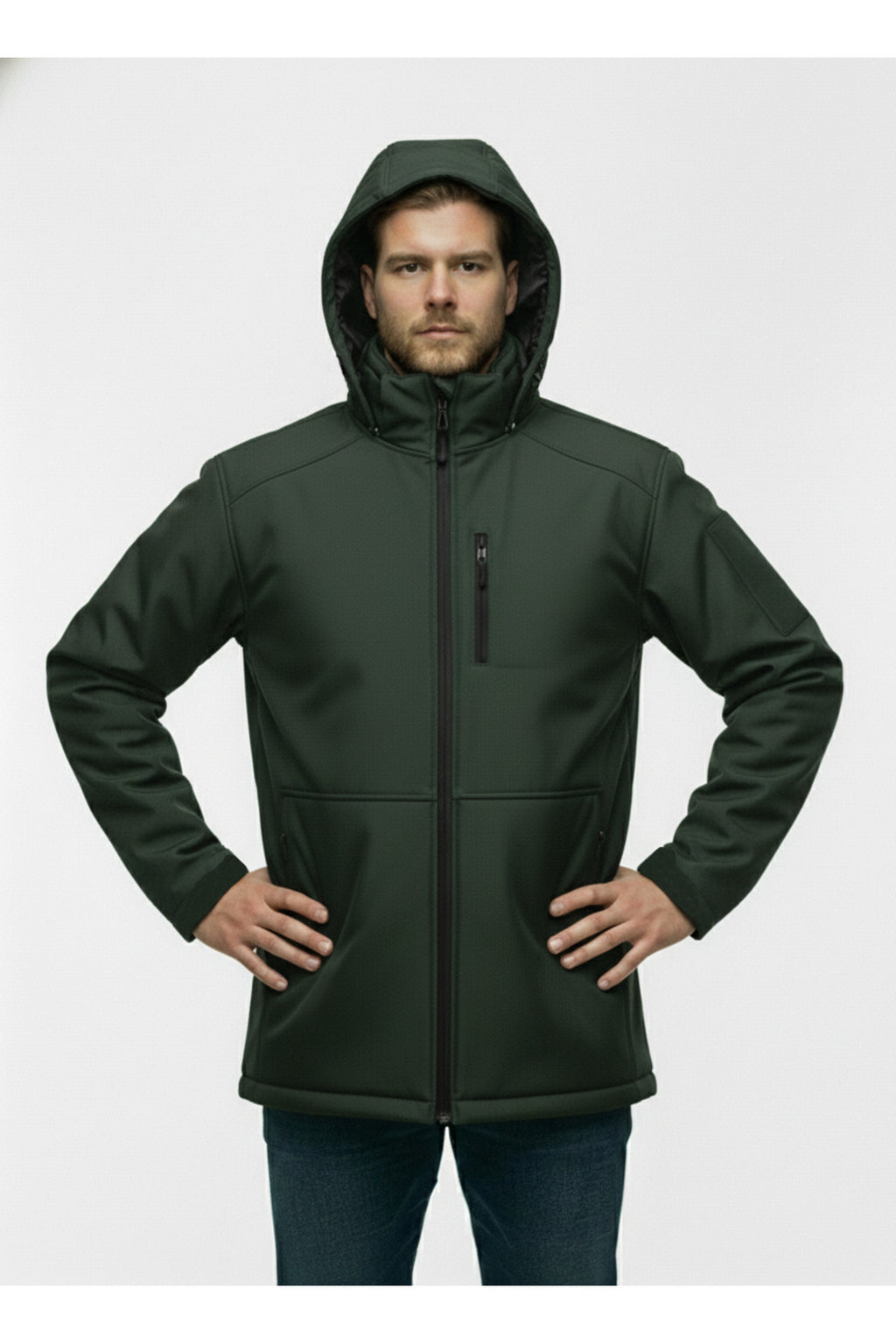 Büyük Beden Softshell Su Geçirmez Kapuşonlu Erkek Kaban 3XL-8L