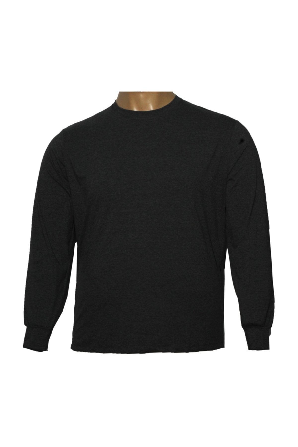 Büyük Beden Likralı Bisiklet Yaka Sweatshirt