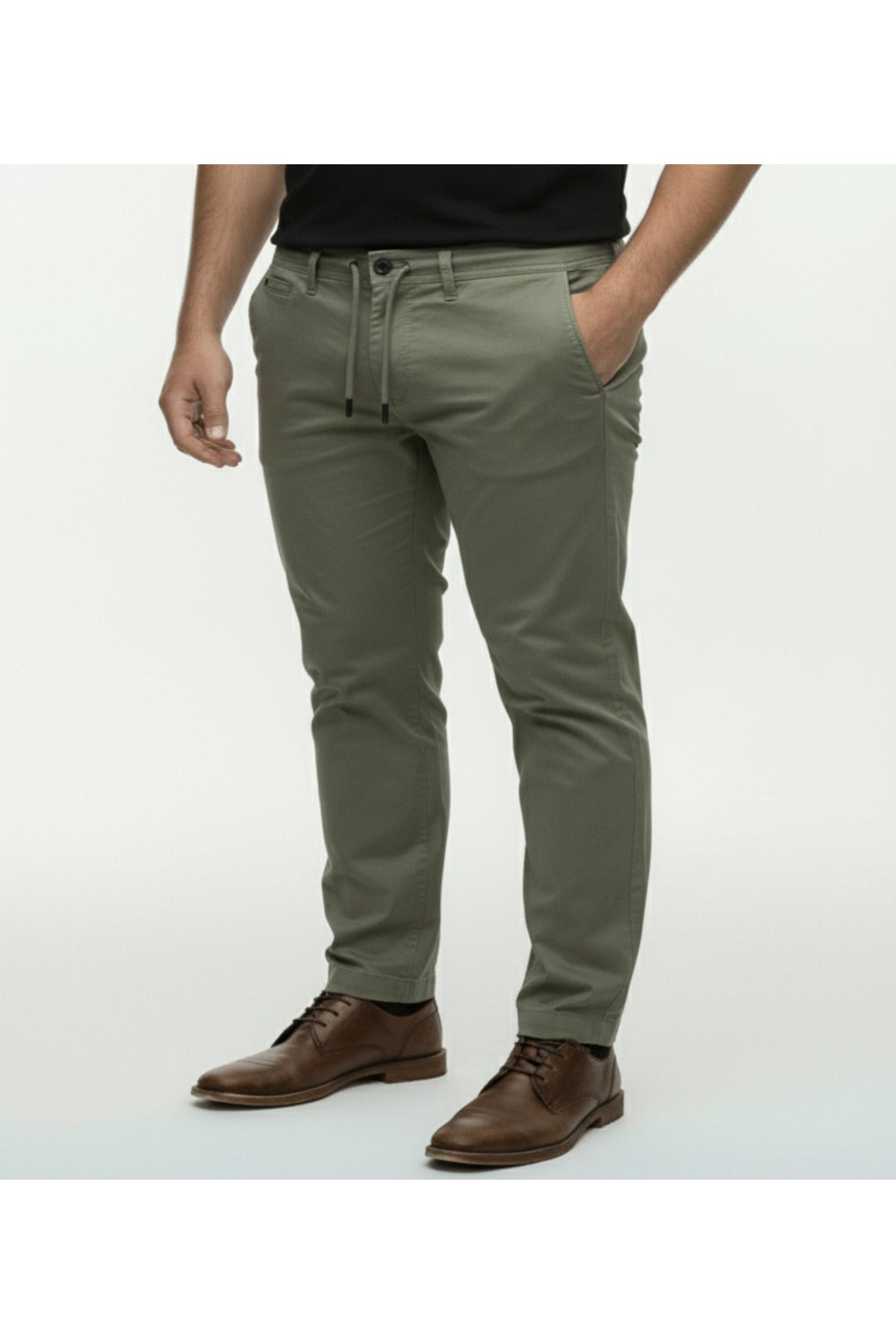 Büyük Beden Beli Lastikli Gabardin Pantolon