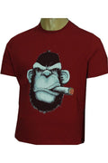 Erkek Bordo Büyük Beden Baskılı T-shirt