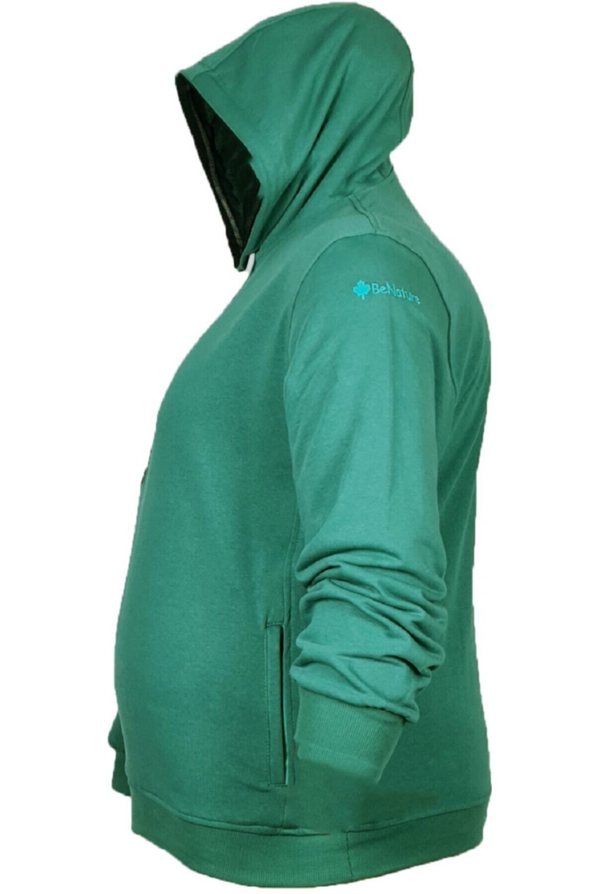 Büyük Beden Kapüşonlu Sweatshirt Yeşil