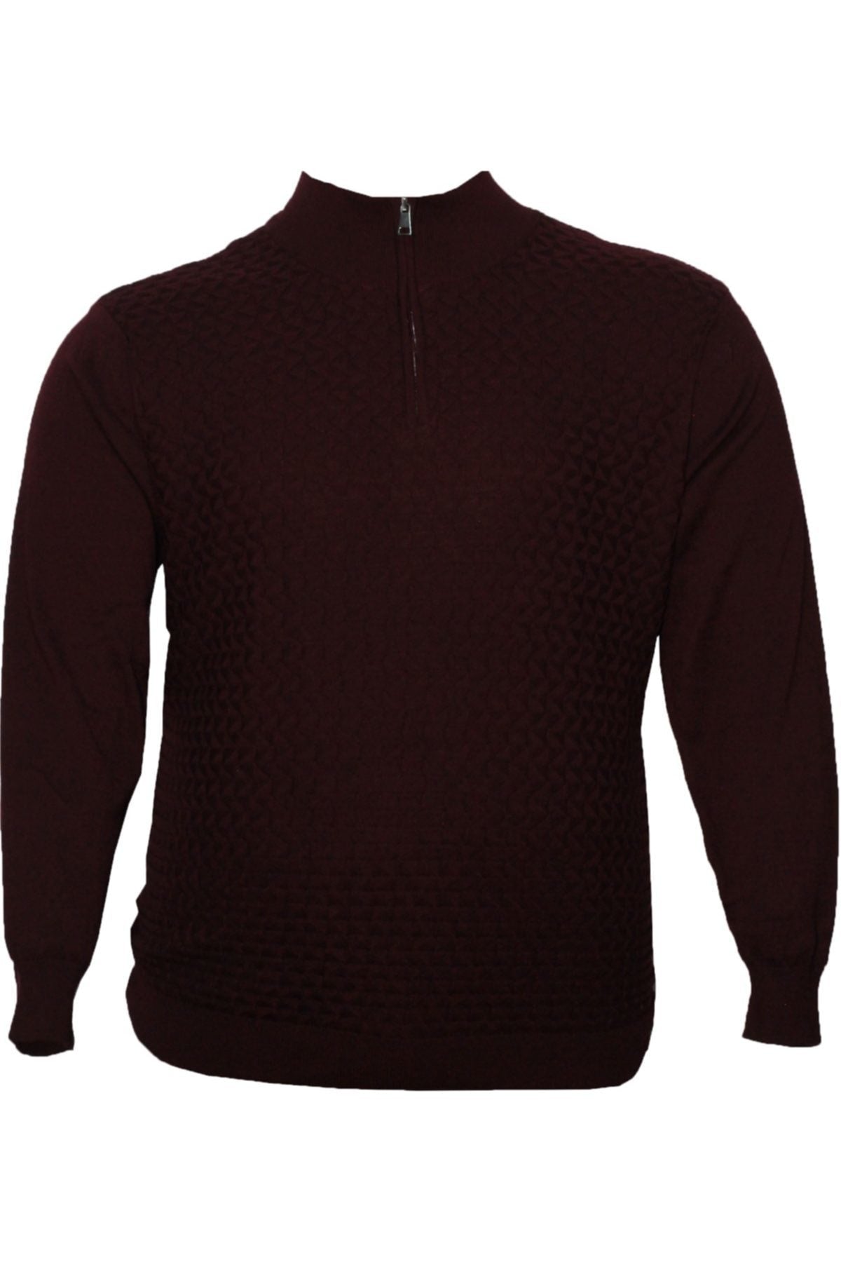 Büyük Beden Yakası Fermuarlı Triko Sweatshirt