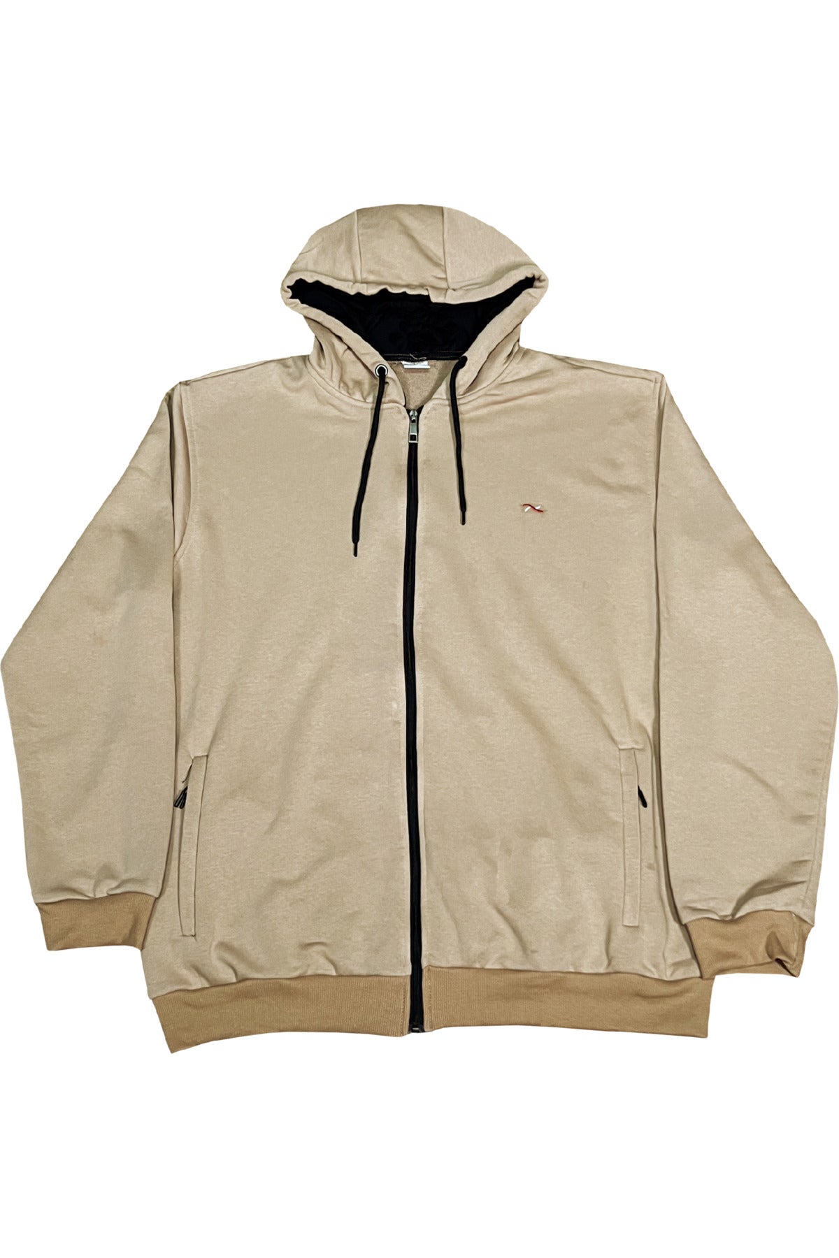 Büyük Beden Kapşonlu Fermuarlı Kışlık Sweatshirt