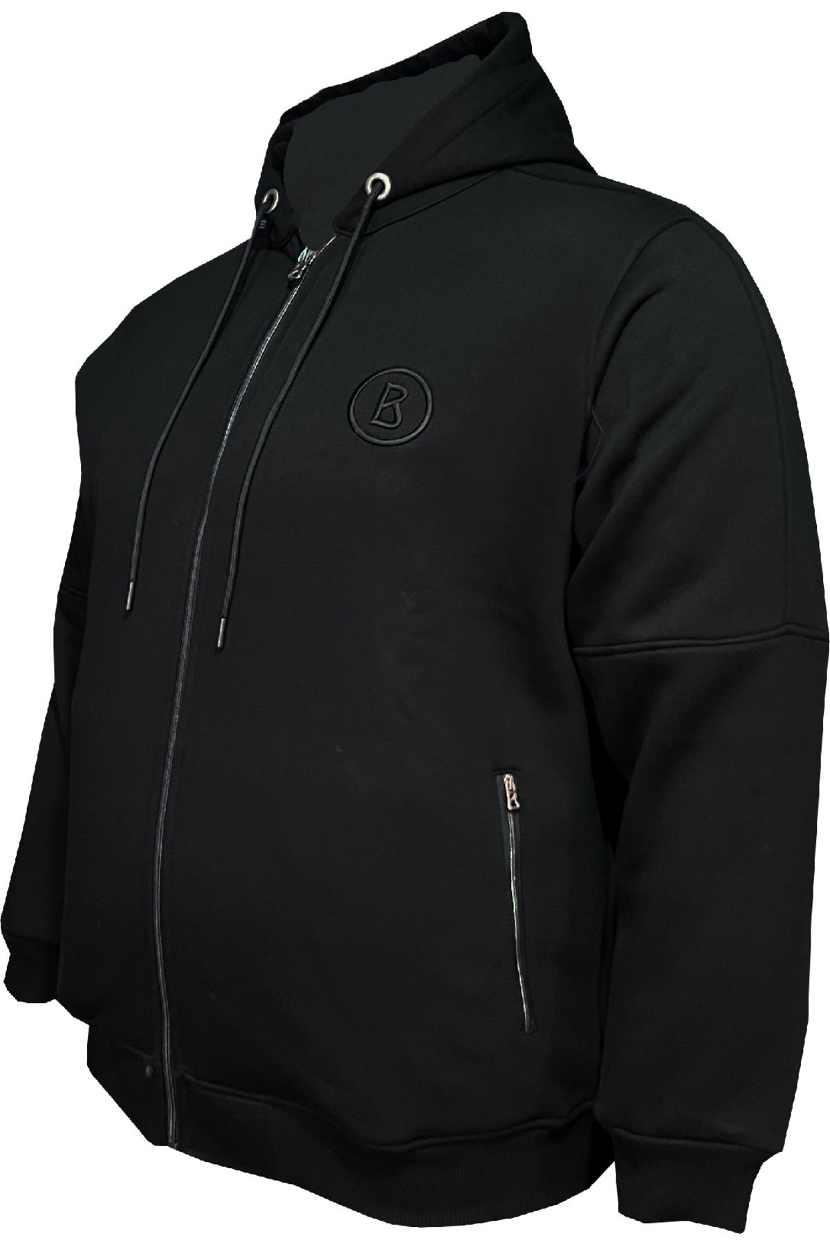 Büyük Beden Kapşonlu Fermuarlı Sweatshirt