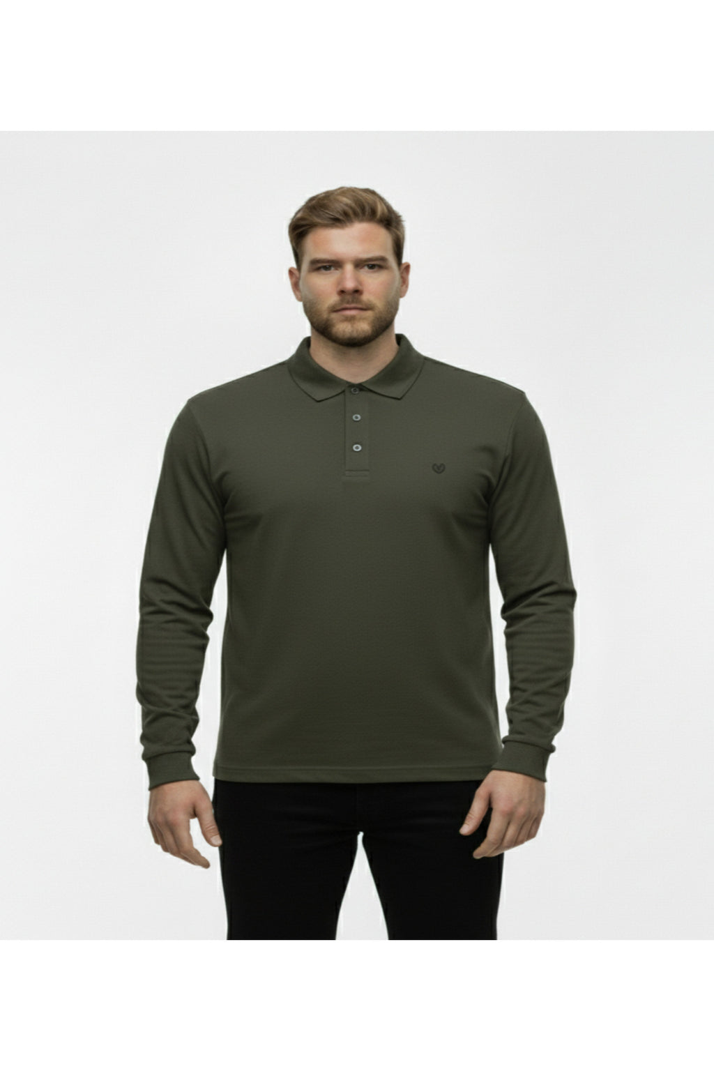 Büyük Beden Polo Yaka Yıkamalı Likralı Sweatshirt