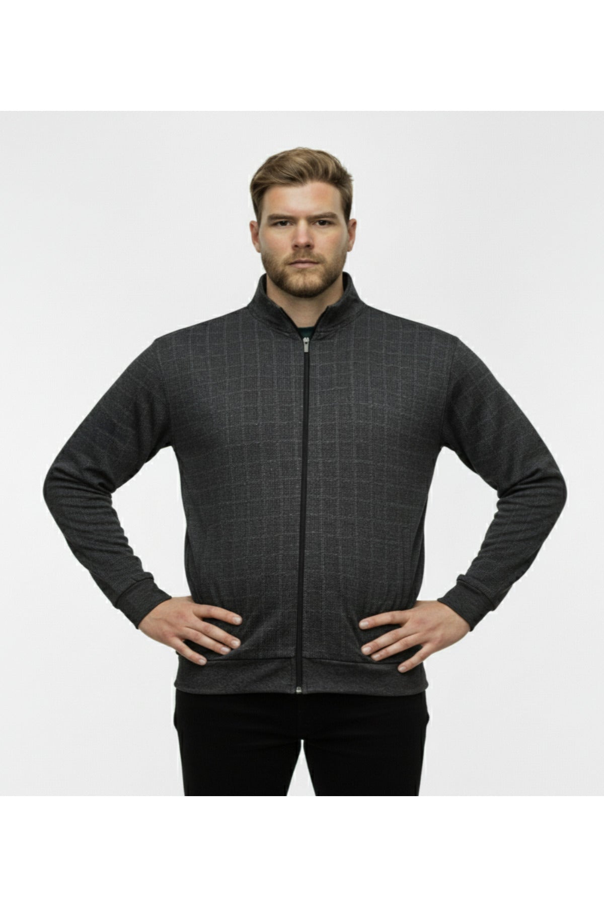 Büyük Beden Fermuarlı Uzun Kollu Sweatshirt