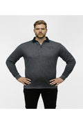 Büyük Beden Polo Yaka Uzun Kollu Sweatshirt