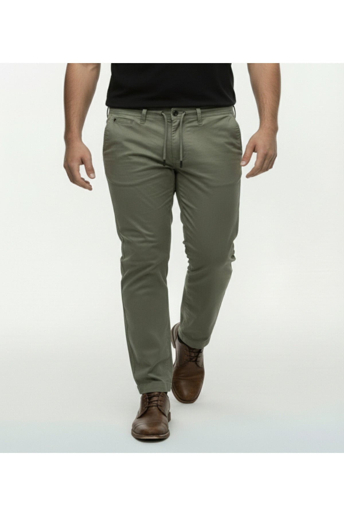 Büyük Beden Beli Lastikli Gabardin Pantolon