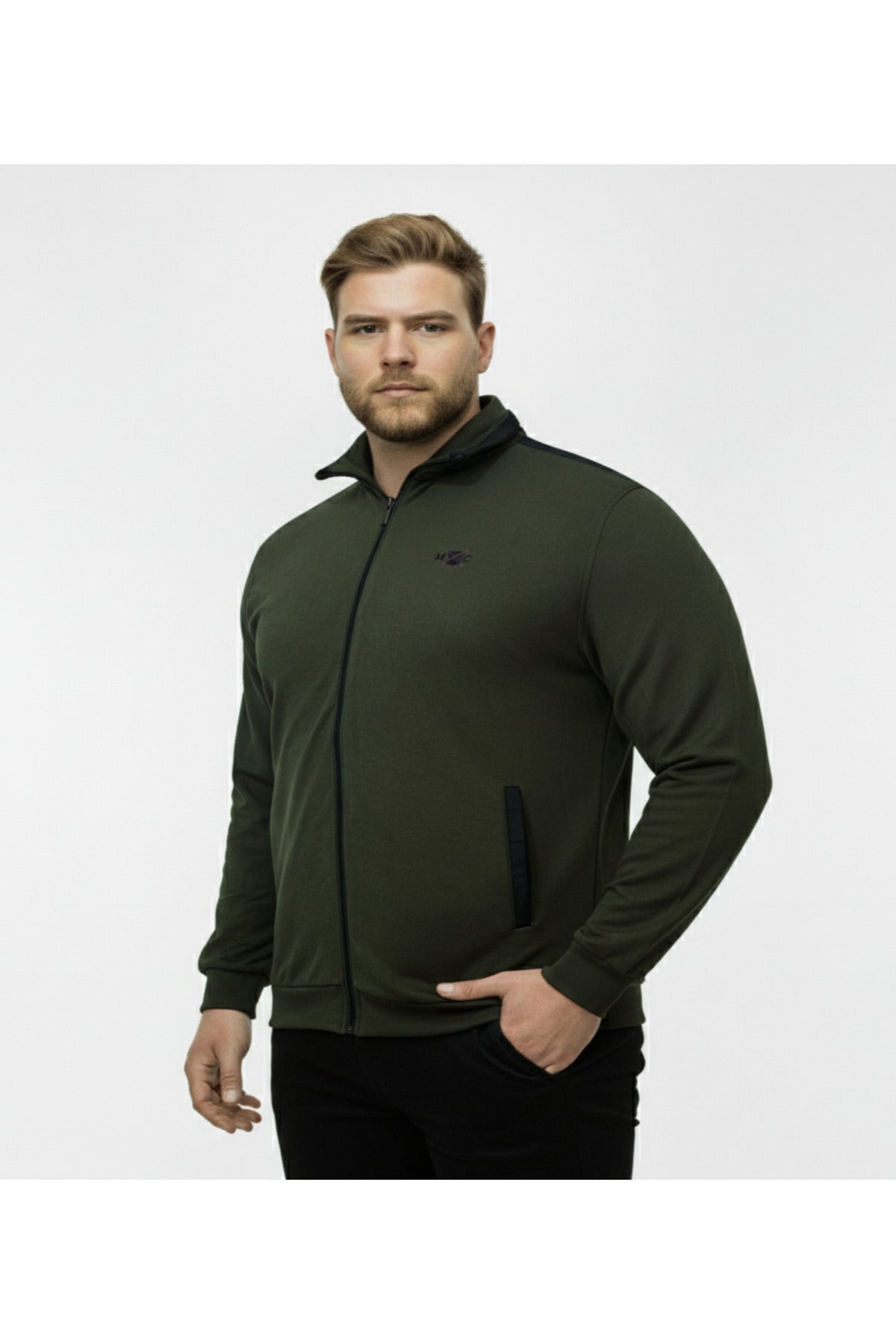 Büyük Beden Fermuarlı Uzun Kollu Sweatshirt