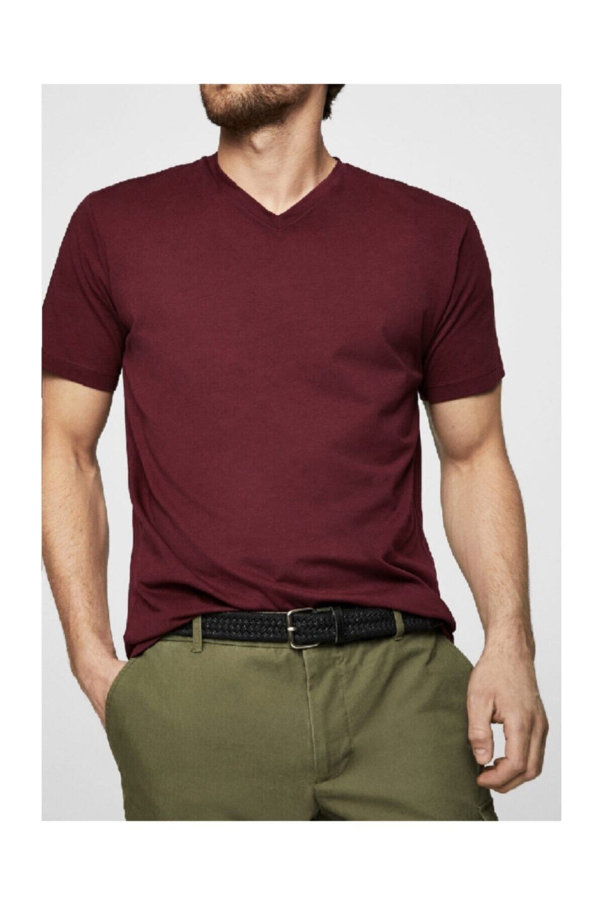Erkek Büyük Beden V Yaka Penye T-shirt