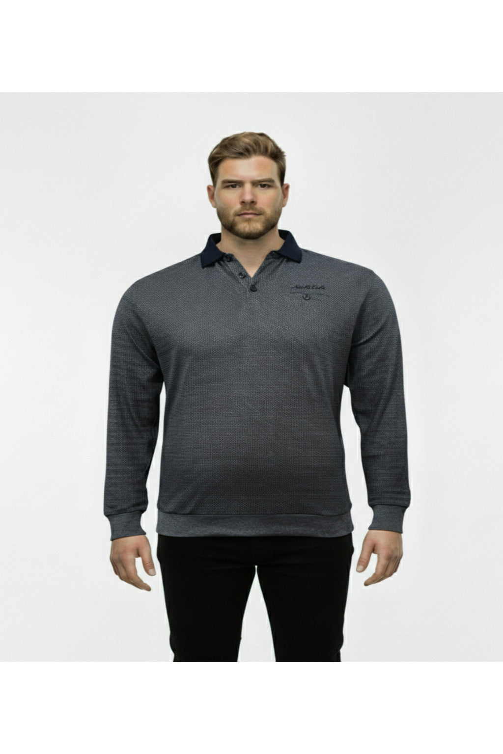 Büyük Beden Polo Yaka Uzun Kollu Sweatshirt