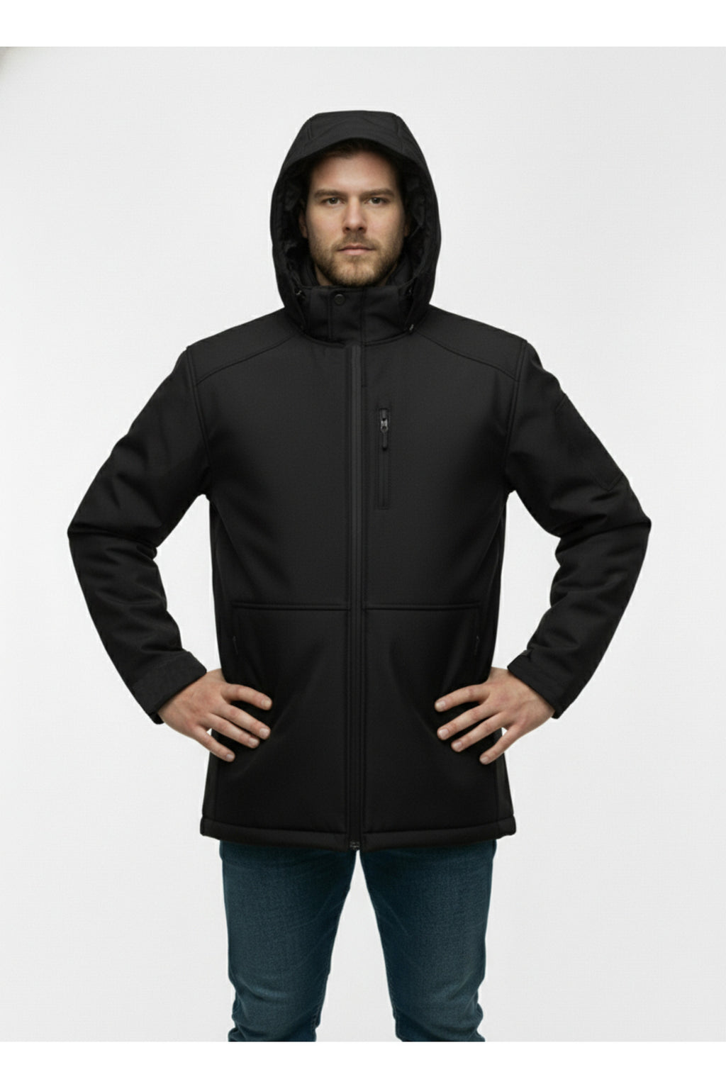 Büyük Beden Softshell Su Geçirmez Kapuşonlu Erkek Kaban 3XL-8L