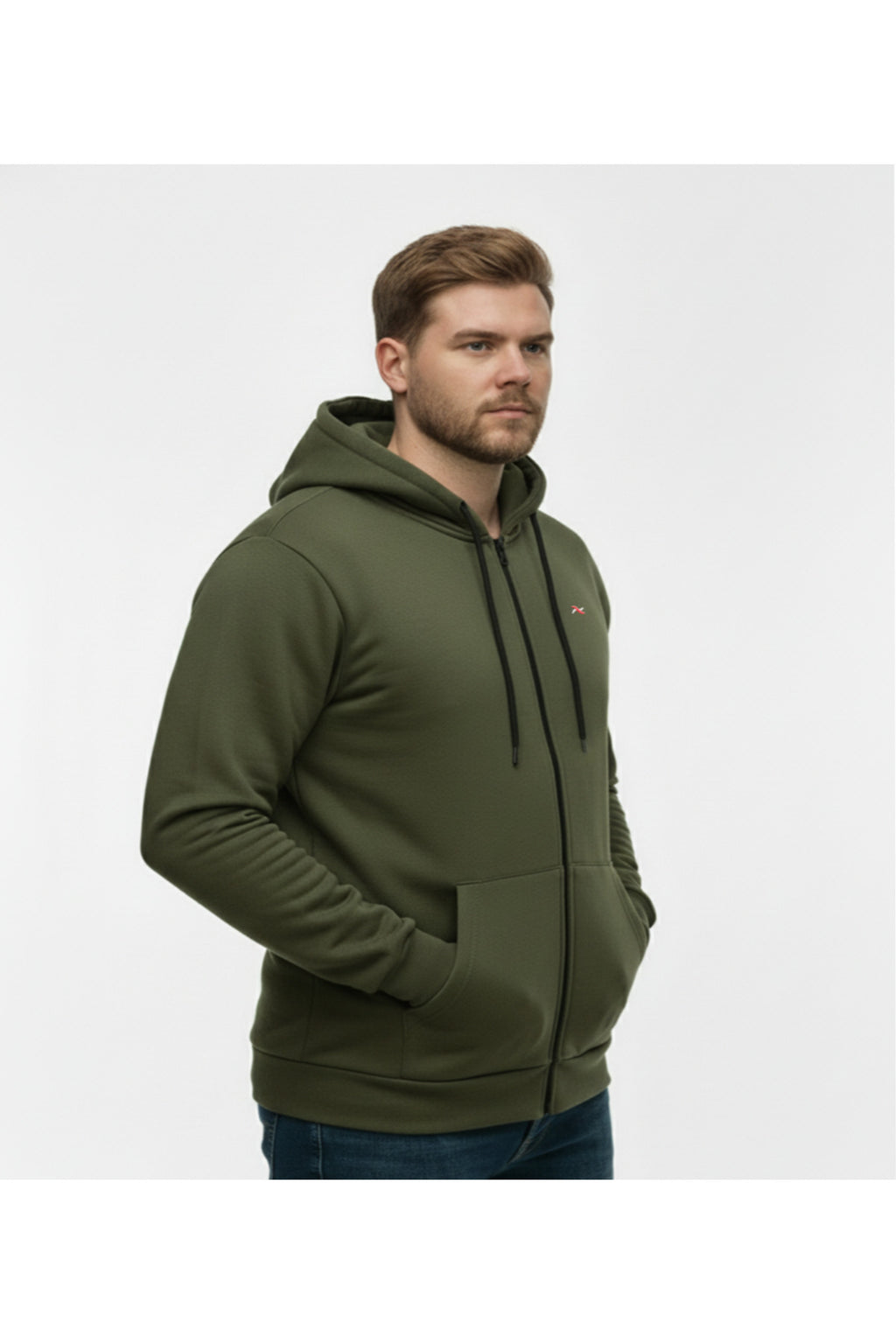 Büyük Beden Kapşonlu Fermuarlı Kışlık Sweatshirt