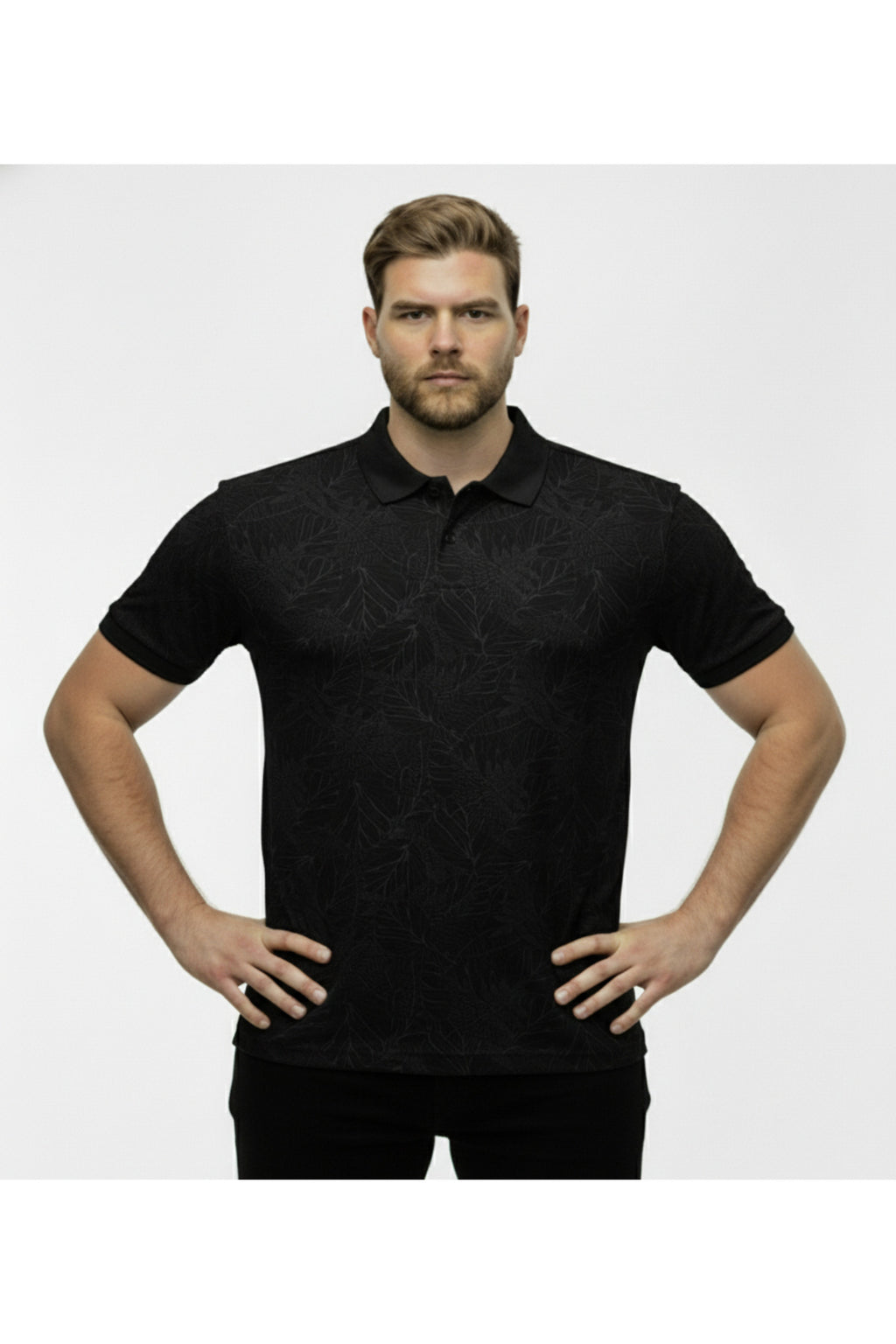 Büyük Beden Desenli Polo Yaka T-shirt