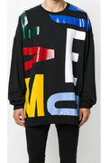 Büyük Beden Bisiklet Yaka Baskılı Sweatshirt