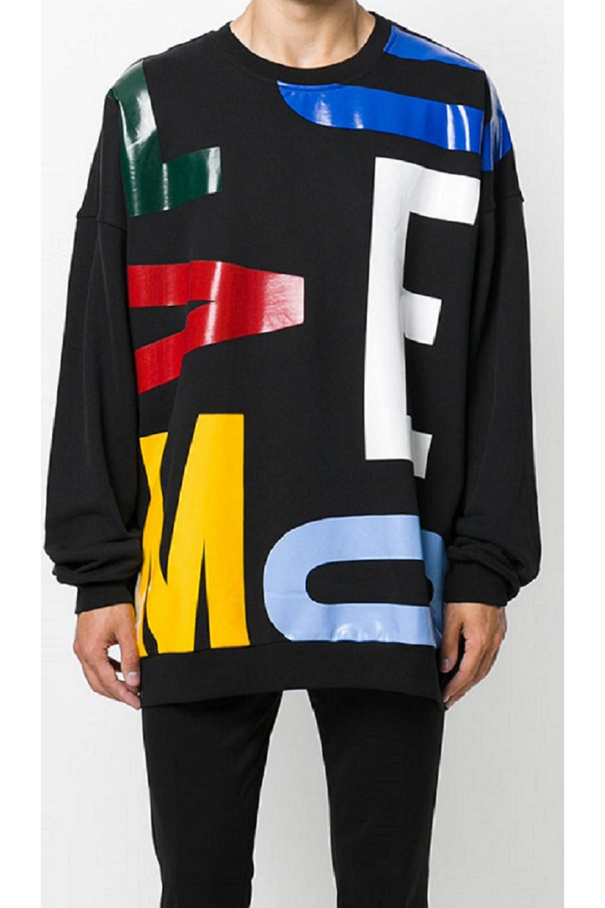 Büyük Beden Bisiklet Yaka Baskılı Sweatshirt