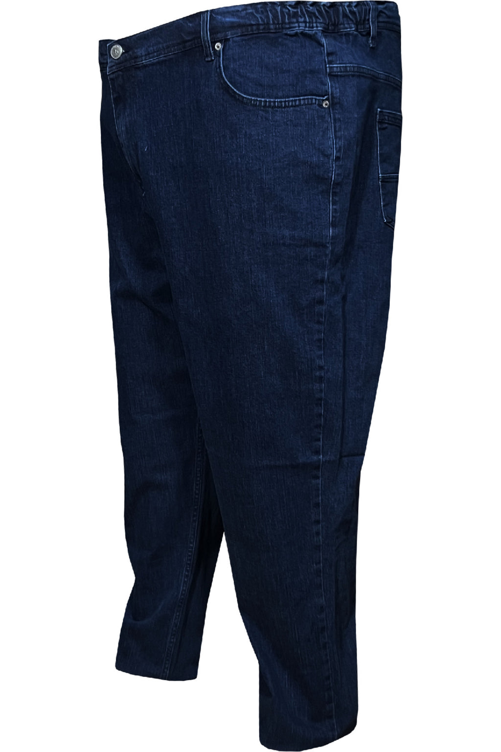 Büyük Beden Beli Yarım Lastikli Likralı Kot Pantolon