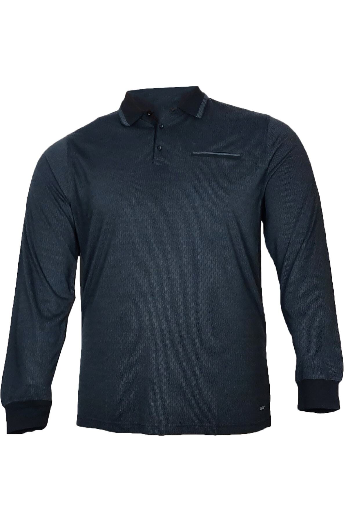 Büyük Beden Polo Yaka Mevsimlik Sweatshirt