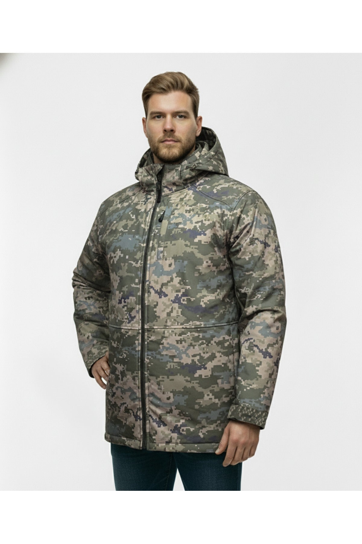Büyük Beden Softshell Su Geçirmez Kapuşonlu Erkek Kaban 3XL-8L