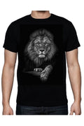 Erkek Siyah Büyük Beden Baskılı Likralı Tshirt