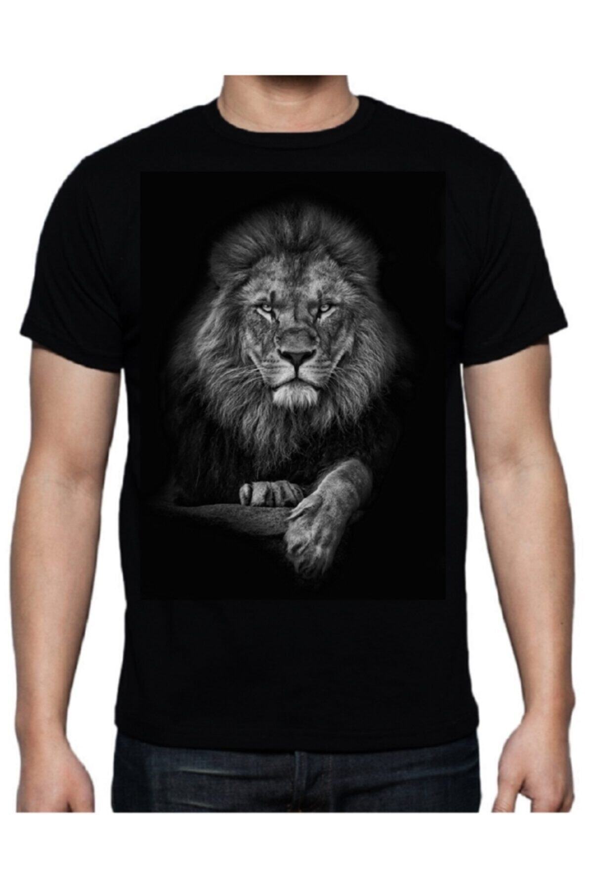 Erkek Siyah Büyük Beden Baskılı Likralı Tshirt