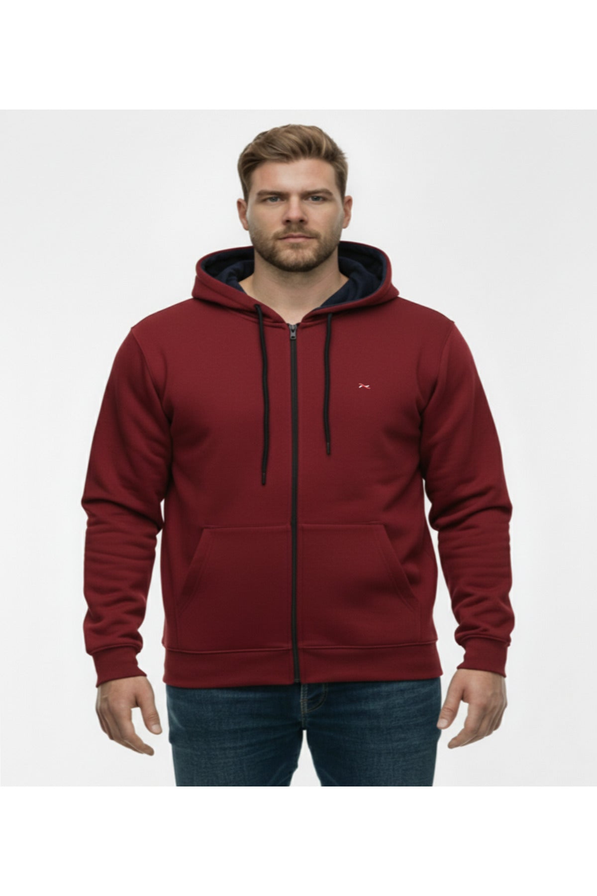Büyük Beden Kapşonlu Fermuarlı Kışlık Sweatshirt