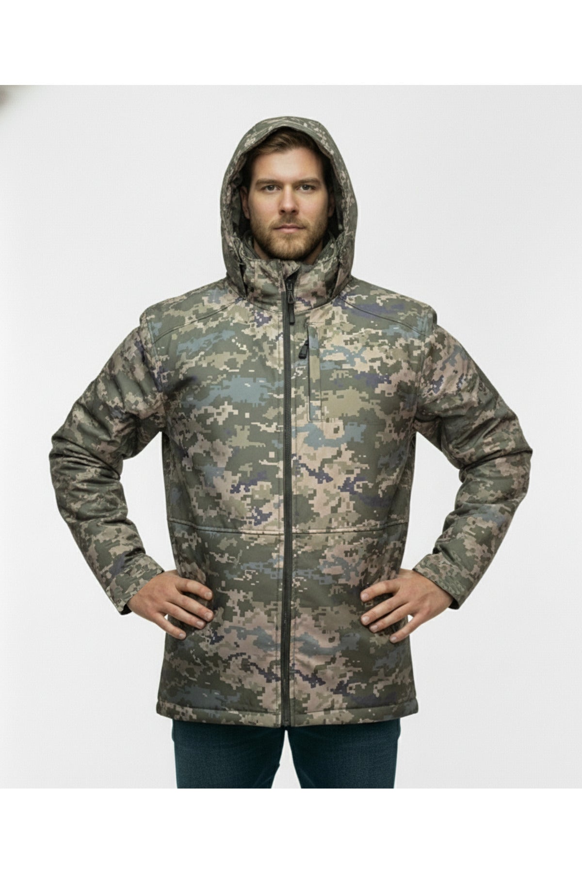 Büyük Beden Softshell Su Geçirmez Kapuşonlu Erkek Kaban 3XL-8L