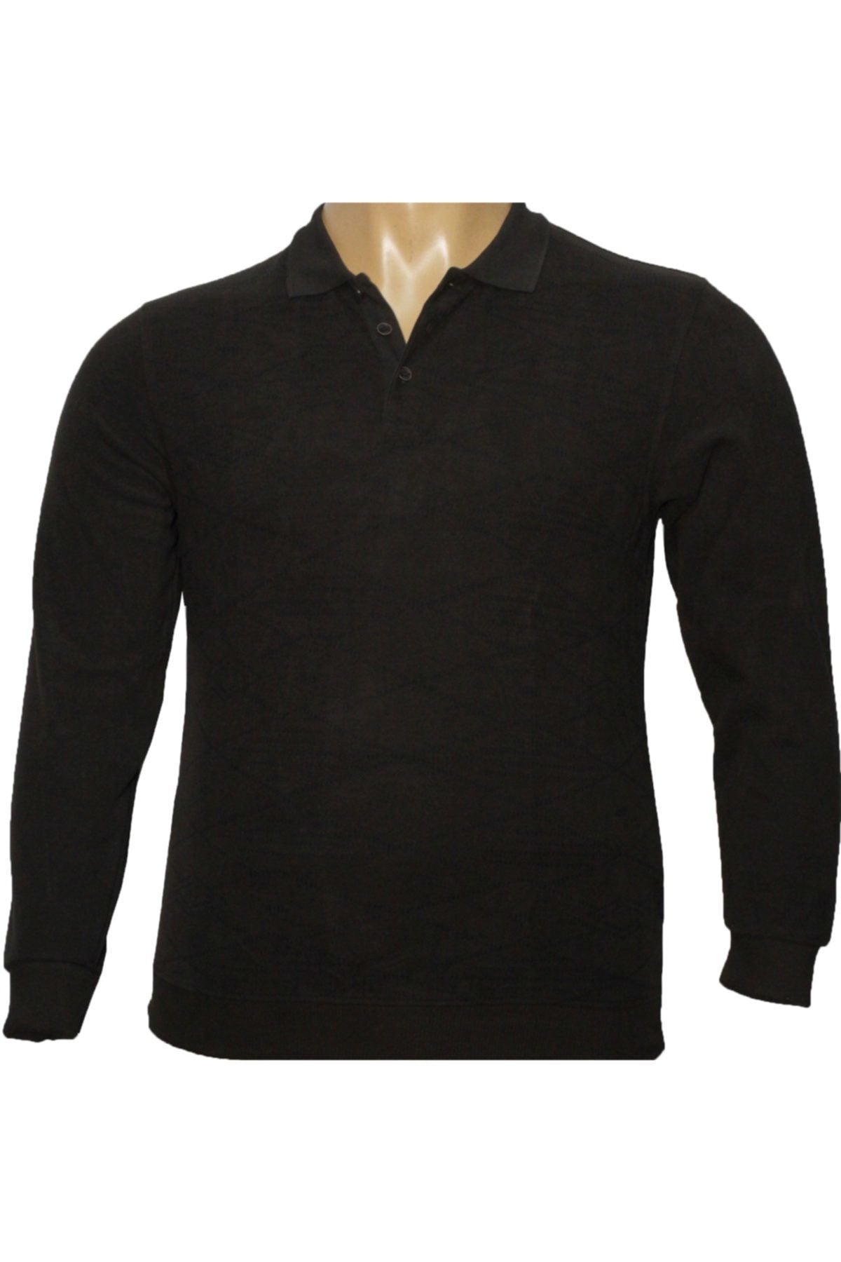 Büyük Beden Polo Yaka Kışlık Baskılı Sweatshirt