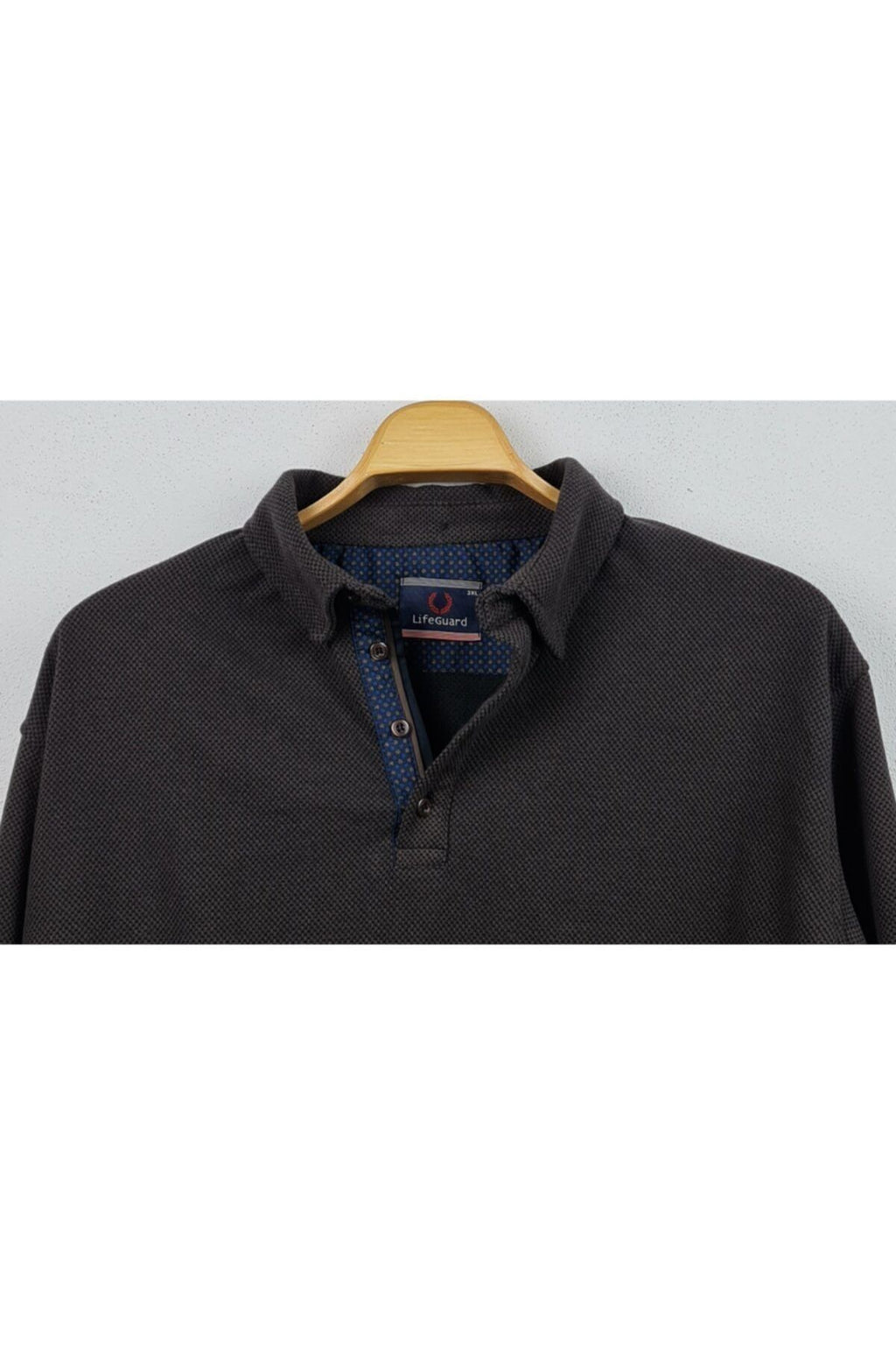 Büyük Beden Kışlık Polo Yaka Sweatshirt Kahverengi